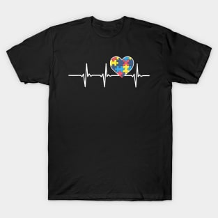 Autism Awareness Heart Shirt Autism Puzzle Heartbeat T-Shirt